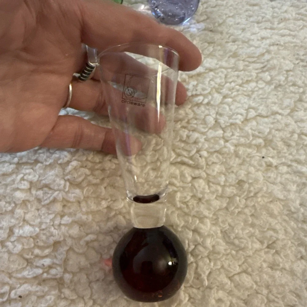 SET OF 6 Vintage Shot Glass Cordial Circleware Bubble Ball Bottom Base 4.5